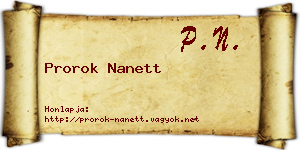 Prorok Nanett névjegykártya
